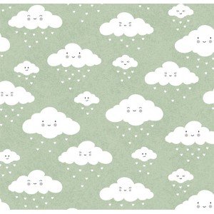 Tecido Estampado Nuvem cor - 12 (verde)